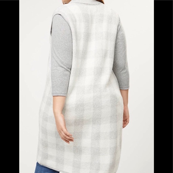 🆕NEW! Buffalo Check Plaid Open Front Sweater Cardigan Duster Vest - Picture 3 of 6